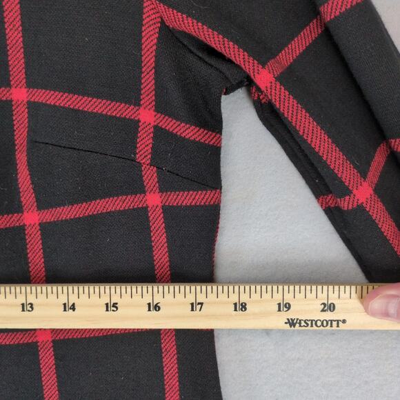 Appleseed's Red Black Plaid Knit Dress Sz 10 Ruffle Hem 3/4 Slv Academia Preppy - Picture 7 of 10